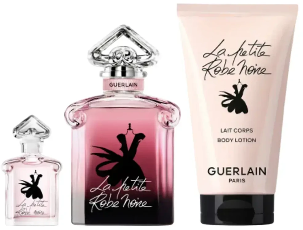 Guerlain rinkinys: La Petite Robe Noire intensyvus parfumuotas vanduo moterims, 50 ml + La Petite Robe Noire intensyvus kvepiantis vanduo moterims, 5 ml + La Petite Robe Noire intensyvus drėkinamasis losjonas, 75 ml
