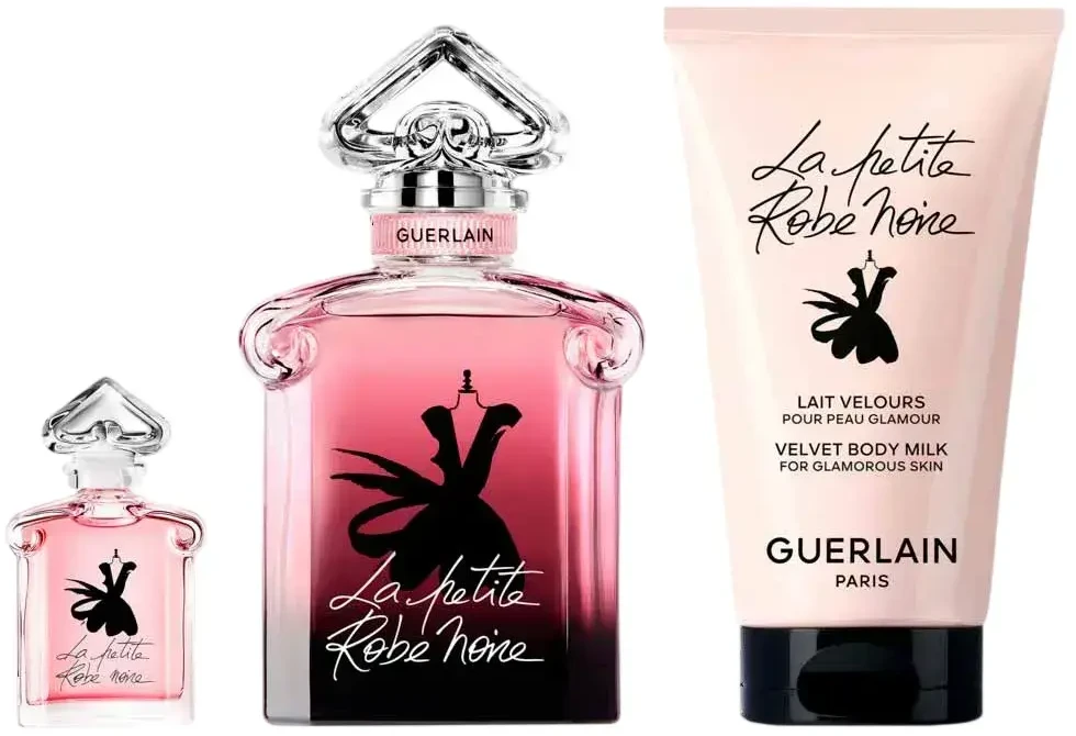 Guerlain rinkinys: La Petite Robe Noire intensyvus parfumuotas vanduo moterims, 50 ml + La Petite Robe Noire intensyvus kvepiantis vanduo moterims, 5 ml + La Petite Robe Noire intensyvus drėkinamasis losjonas, 75 ml
