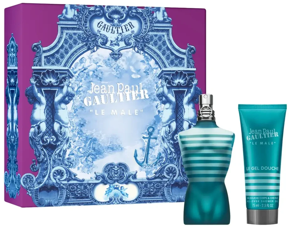Set Jean Paul Gaultier: Le Male Eau De Toilette For Men, 75 ml + Le Male Cleansing Dušo želė For All Skin Types, 75 ml