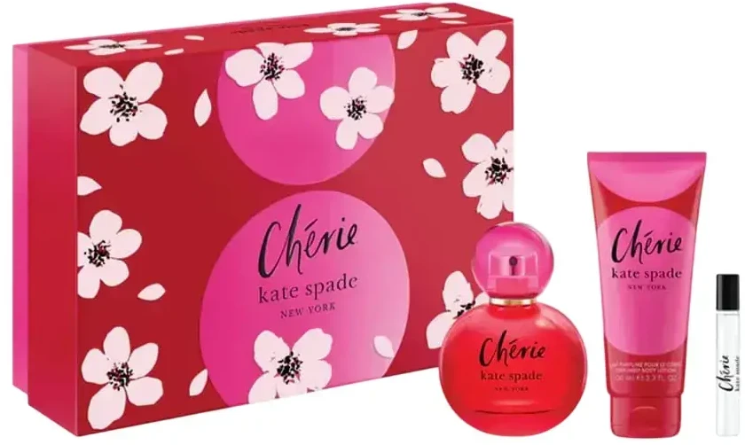 Set Kate Spade: Cherie Eau De Parfum For Women, 100 ml + Cherie Eau De Parfum For Women 7.5 ml + Cherie Moisturising Losjonas kūnui, 100 ml
