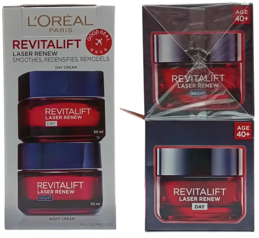 Set L'Oreal Paris: Revitalift lazerinis Renew, Hyaluronic Acid, Anti-Ageing, Day, Kreminis, For Face, 50 ml + Revitalift lazerinis Renew, H