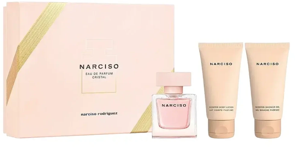 Set Narciso Rodriguez: Cristal Eau De Parfum For Women, 50 ml + Cristal Hydrating Losjonas kūnui, 50 ml + Cristal Cleansing Dušo želė All Over The Body For All Skin Types, 50 ml