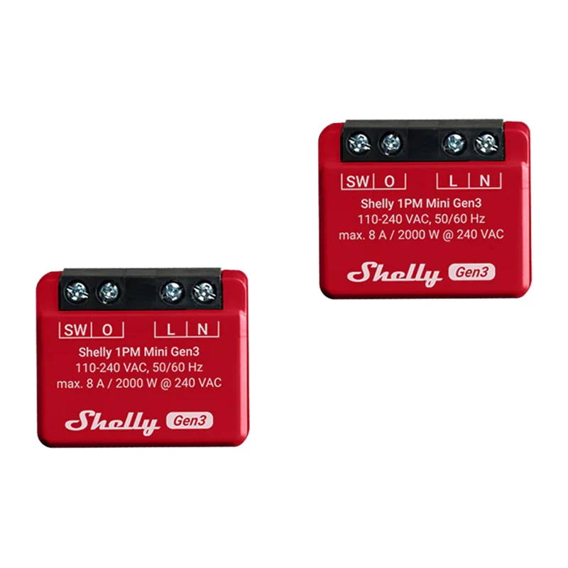 2 „Shelly 1PM Mini Gen4“ „Zigbee“ / „Matter“ valdiklių rinkinys