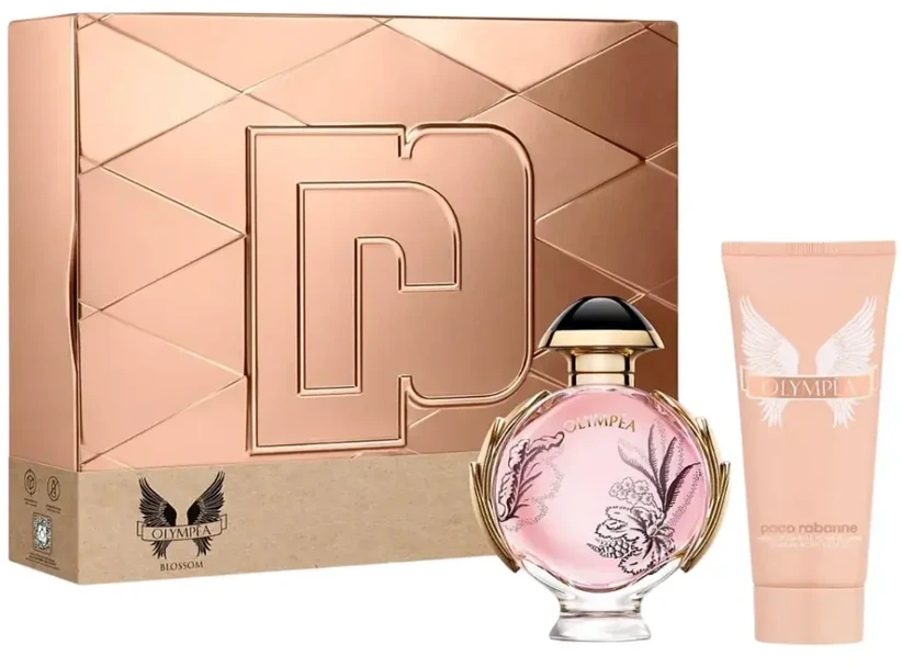 Rinkinys Paco Rabanne: Olympea Blossom Eau De Parfum moterims, 80 ml + Olympea Blossom Hydrating Losjonas kūnui, 100 ml