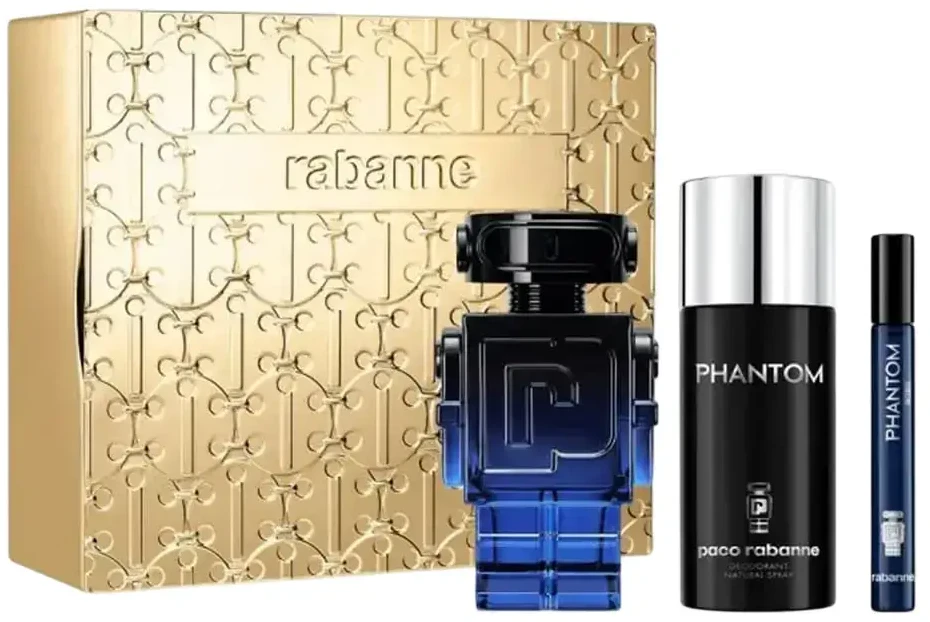 Paco Rabanne Phantom Intense rinkinys vyrams (EDP, 100 ml + EDP, 10 ml + purškiamas dezodorantas, 150 ml)