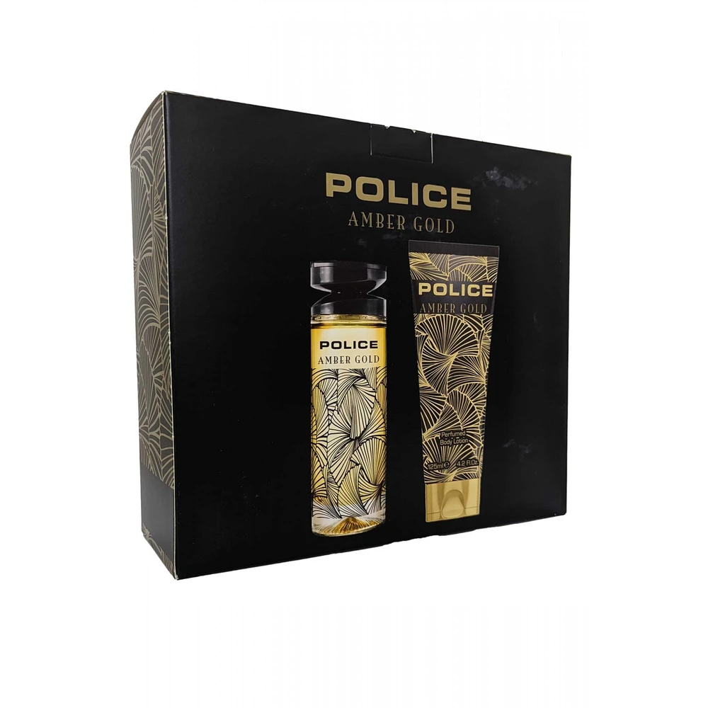 Rinkinys Police: „Amber Gold“ tualetinis vanduo moterims, 100 ml + „Amber Gold“ drėkinamasis losjonas kūnui, 125 ml