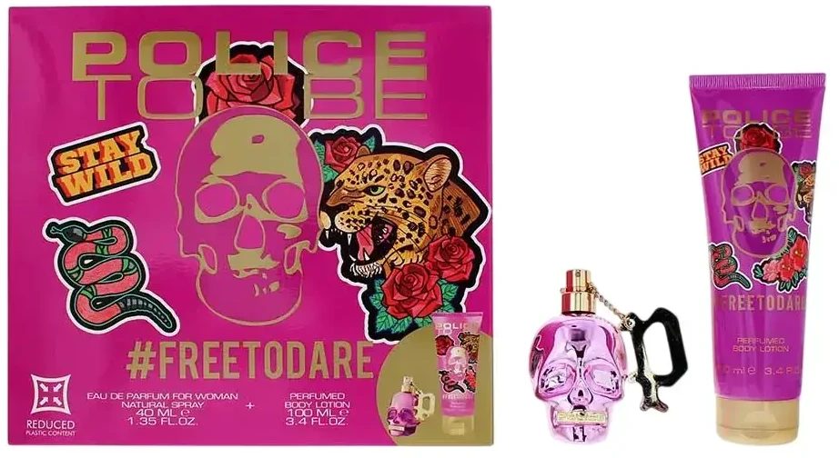 Rinkinys Police: „To Be Free To Dare“ drėkinamasis losjonas kūnui, 100 ml + „To Be Free To Dare“ kvepalai moterims, 40 ml