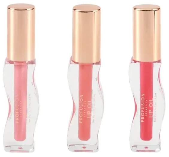 Set Profusion Cosmetics: Dream Pout Lip Oil Rose Veil 2.3 ml + Dream Pout Lip Oil Coral Muse 2.3 ml + Dream Pout Lip Oil Ruby Crush 2.3 ml