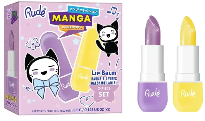 Set Rude Cosmetics: Grape Kiss Hydrating Lūpų balzamas 3.5 ml + Pineapple Kiss Hydrating Lūpų balzamas 3.5 ml
