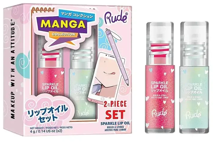 Set Rude Cosmetics: Mint Sparkle Lip Oil, 4 ml + Watermelon Sparkle Lip Oil, 4 ml