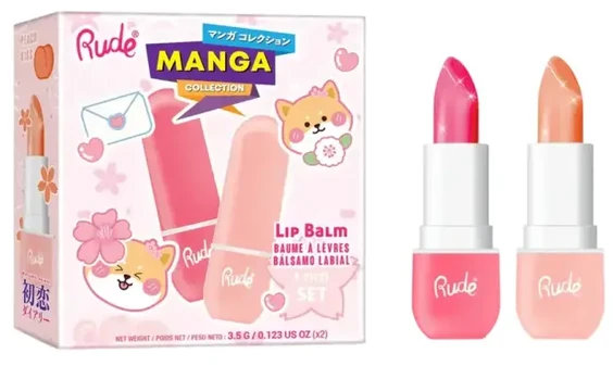 Set Rude Cosmetics: Peach Kiss Hydrating Lūpų balzamas 3.5 ml + Watermelon Hydrating Lūpų balzamas 3.5 ml