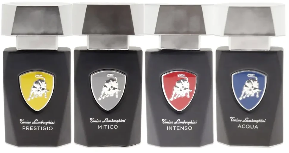 Versace Set Tonino Lamborghini: Prestigio Eau De Parfum For Men, 15 ml + Mitico Eau De Parfum For Men, 15 ml + Intenso Eau De Parfum For Men, 15 ml + Acqua Eau De Parfum For Men, 15 ml
