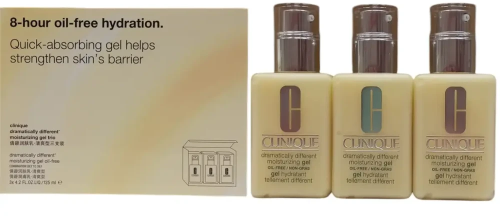 Set Trio Clinique Dramatically Different Face Care Paraben-Free Moisturizing Day & Night Gel For Face, 3 vnt., 125 ml