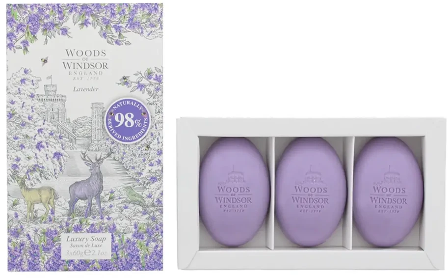 Set Trio Woods Of Windsor Lavender Cleaning Lavender Massage Soap Bar Shea butter, 3 vnt., 60 g