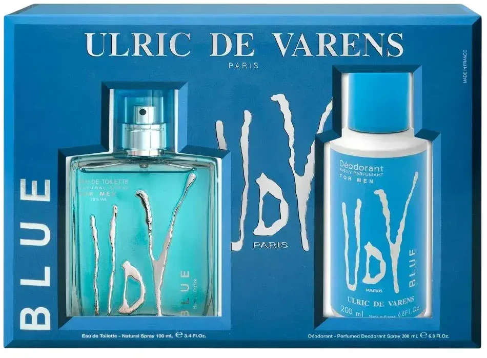 Ulric De Varens Mėlyna Eau De Toilette Purškiklis 100ml rinkinys vyrams 2 vnt