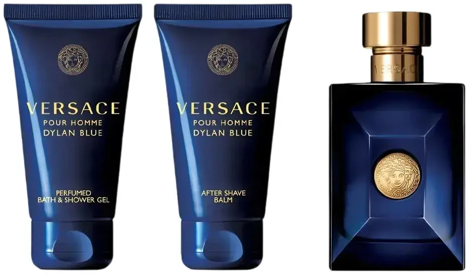 Versace Dylan Mėlyna Pour Homme Giftset rinkinys vyrams (EDT, 50 ml + dušo želė, 50 ml + balzamas po skutimosi, 50 ml)