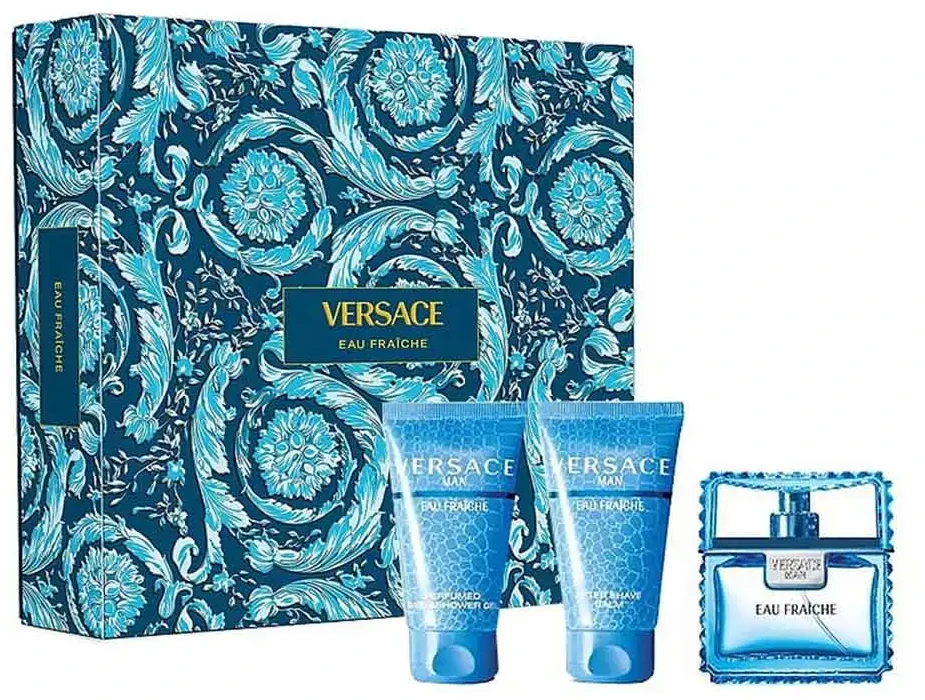 Versace Man Eau Fraiche rinkinys vyrams (EDT, 50 ml + dušo želė, 50 ml+ balzamas po skutimosi, 50 ml)