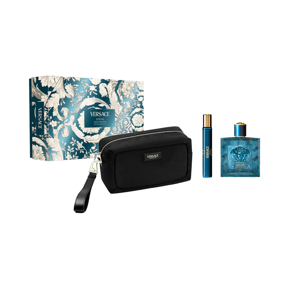 Versace Eros rinkinys vyrams (EDT, 100 ml + EDT, 10 ml + kosmetinė)
