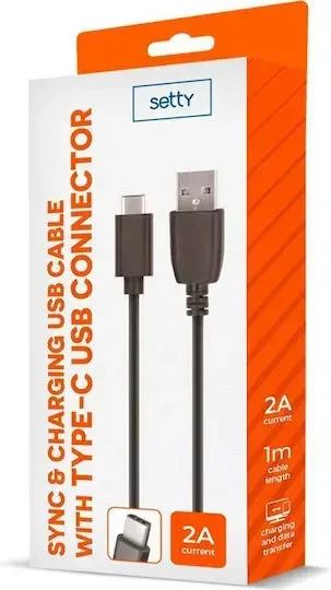 Setty USB kabelis 1m 2A C tipo juodas R (1 m)