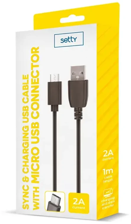 Kabelis USB Setty microUSB - microUSB 1 m Juodas (GSM100633)
