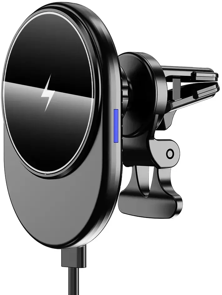 Setty MagSafe automobilinis telefono laikiklis į ventiliacijos groteles su indukciniu įkrovimu, ovalus, LED, MS, juodas QMUS-K-01