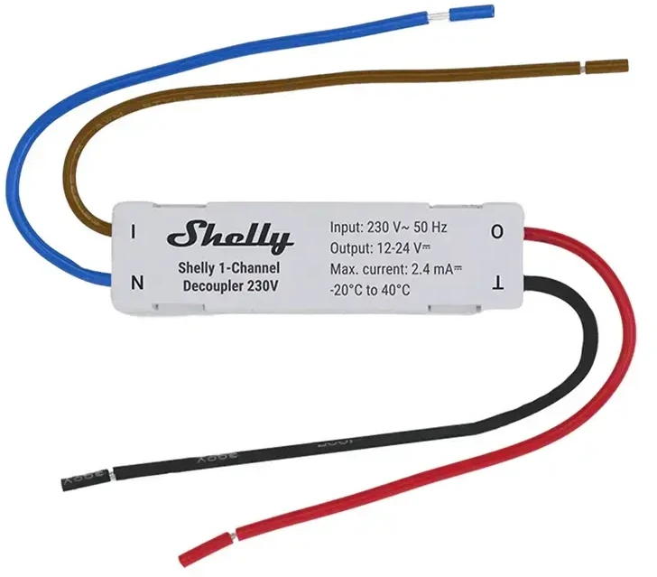 Shelly 1 kanalo keitiklis (decoupler) 230VAC i DC trigeri