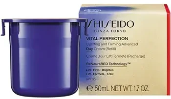 Shiseido Vital Perfection Uplifting & Firming Advanced Day Kreminis Refill stangrinačio veido kremo sausai ir normaliai odai papildymas, 50 ml