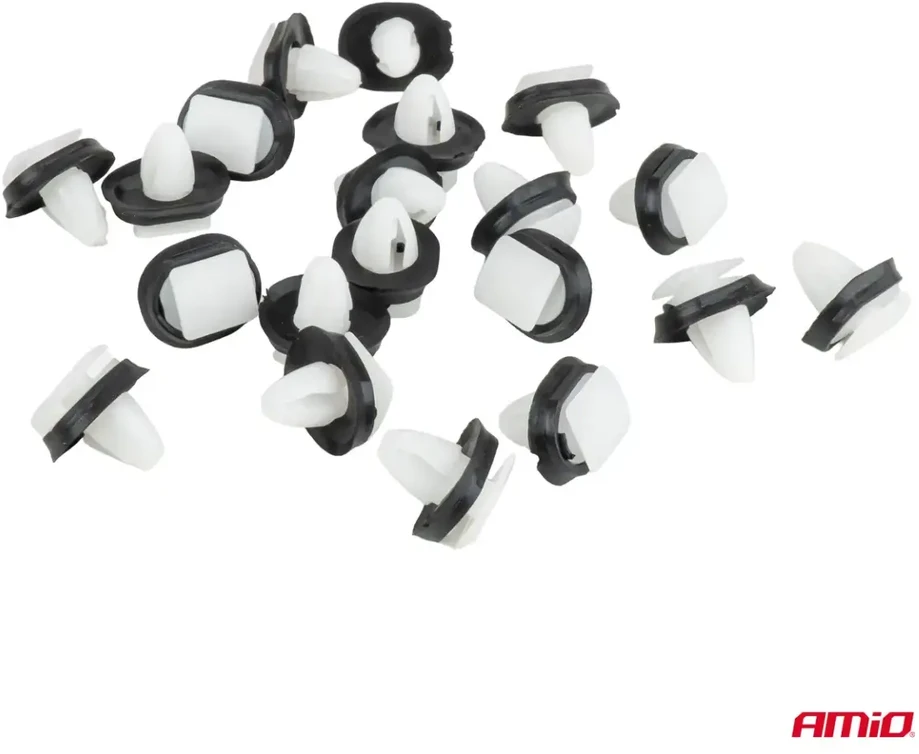 Šoninės juostos segtukų rinkinys su guminiu tarpikliu ? 8 mm 17 mm 20 vnt. amio-05046