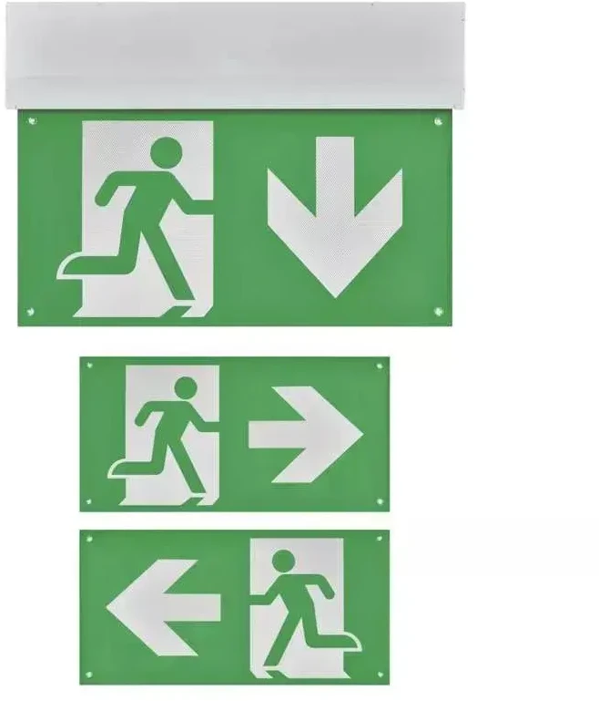 Sieninis šviestuvas Evakuacinis avarinis šviestuvas EXIT, LED 230V AC 3W 30lm 3val., su baterija, EMOS