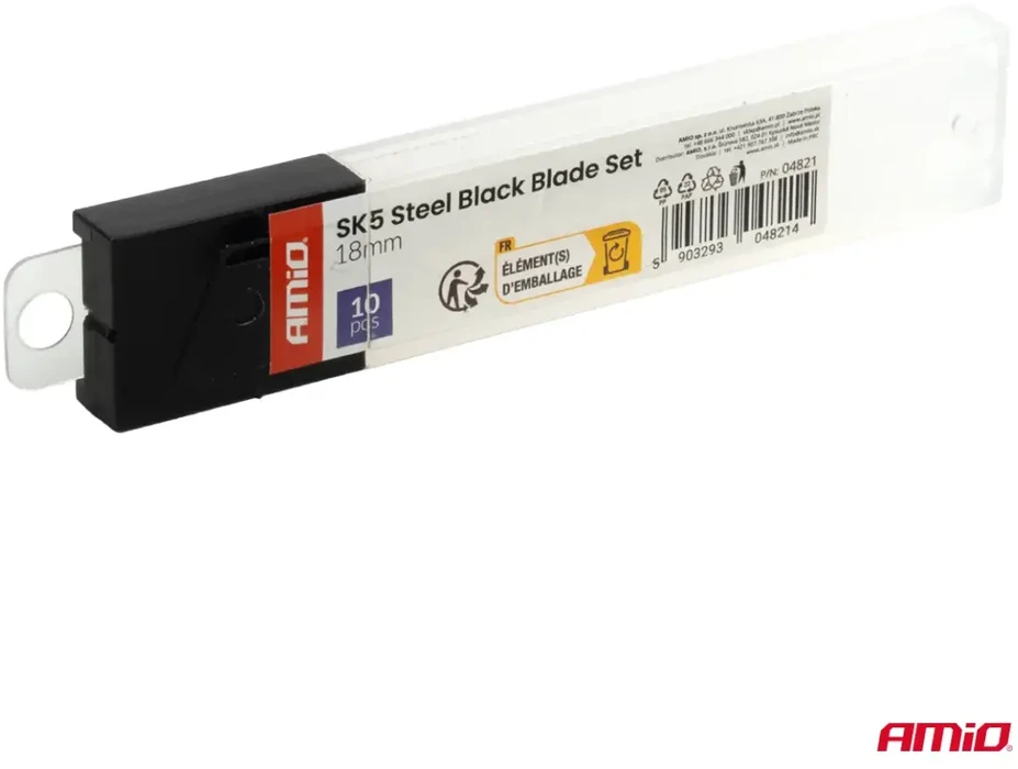 Juodų sk5 plieninių peiliukų rinkinys 100x18x0,5 mm 10 vnt. amio-04821