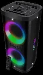 Nešiojamas garsiakalbis SVEN PS-930, juodas, galia 2x75W (RMS), TWS, Bluetooth, FM, USB, Micro SD, LED ekranas, ličio baterija