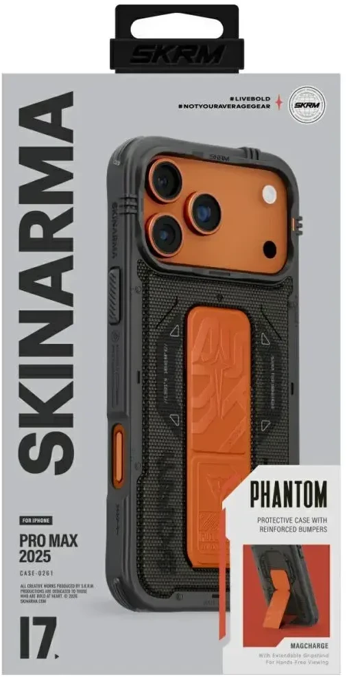 Skinarma Phantom dėklas skirtas Apple iPhone 17 Pro Max Magnetic Charging + Grip Stand Olive