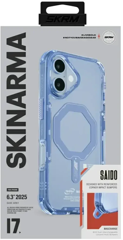 Skinarma Saido Dėklas Apple iPhone 17 Magnetic Charging Mėlyna