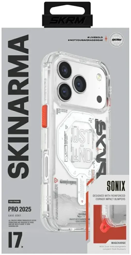 Skinarma Sonix dėklas skirtas Apple iPhone 17 Pro Magnetic Charging skaidrus