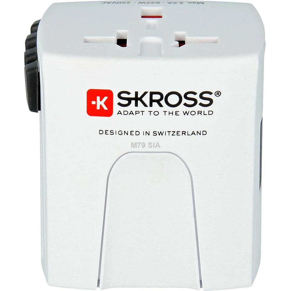 Kelioninis tinklo adapteris 230V 2.5A MUV micro kištukai AU/CN/UK/US/IT - lizdas EU (be įžeminimo) SKROSS