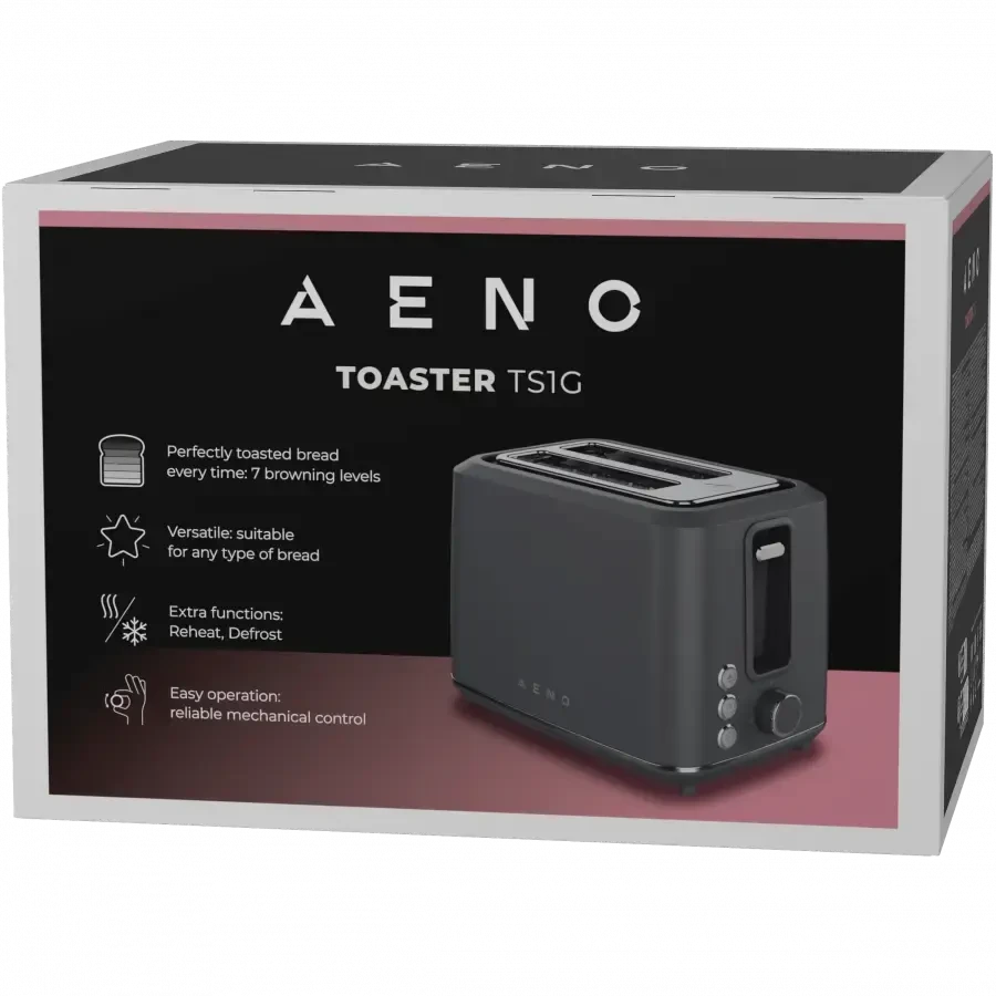 AENO TS1G elektrinis skrudintuvas, 920–1080 W, 2 lizdai, 7 lygiai, Pilkas