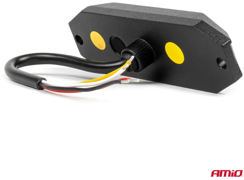 Plokščia LED įspėjamoji blykstės lempa, oranžinė, 4x3W, R65 R10, 12V/24V, IP6K9K AMIO-03929