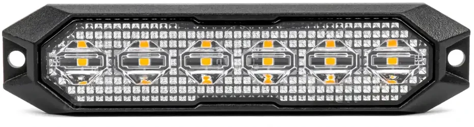 Plokščia LED įspėjamoji lemputė 6x3W 12/24V R65 R10 AMIO-03930