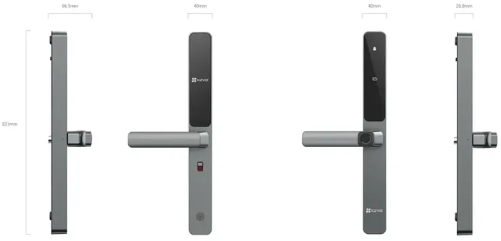 Išmani durų rankena EZVIZ, IP65, Wi-Fi 2.4GHz, SLIM, su slaptažodžiu, RFID, pirštų antspaudu