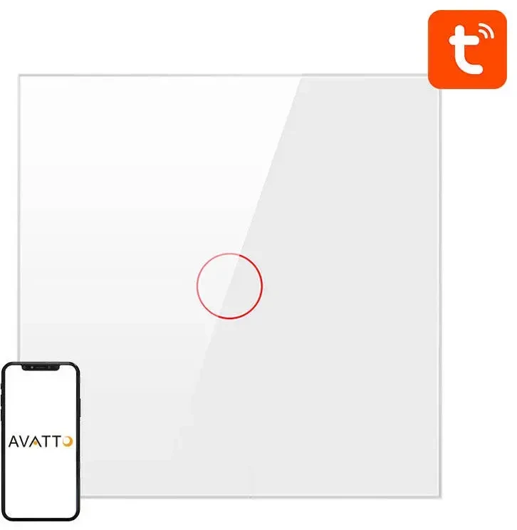 Išmanusis šviesos jungiklis ZigBee Avatto ZTS02-EU-W1 Vienpusis TUYA (balta)