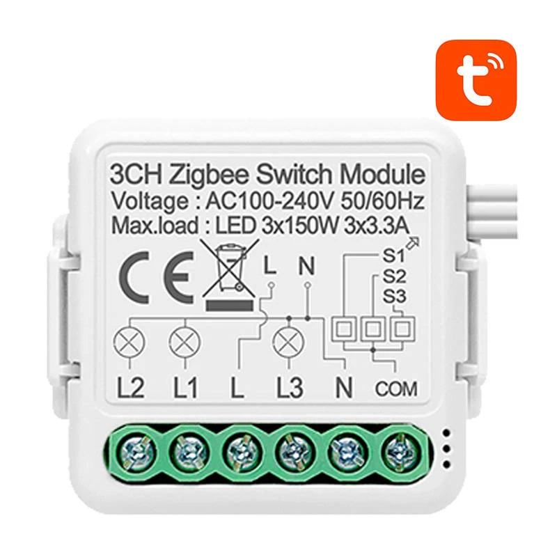 Išmaniojo jungiklio modulis ZigBee Avatto N-ZWSM01-3 TUYA