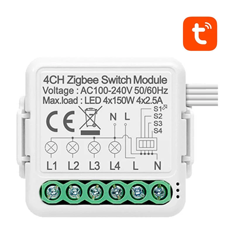 Išmaniojo jungiklio modulis ZigBee Avatto N-ZWSM01-4 TUYA