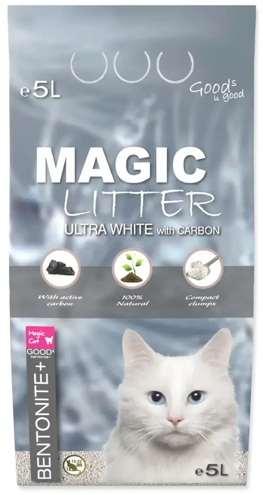 Kačių kraikas - Placek WC MAGIC LITTER bentonito itin baltas su anglimi, 5 l