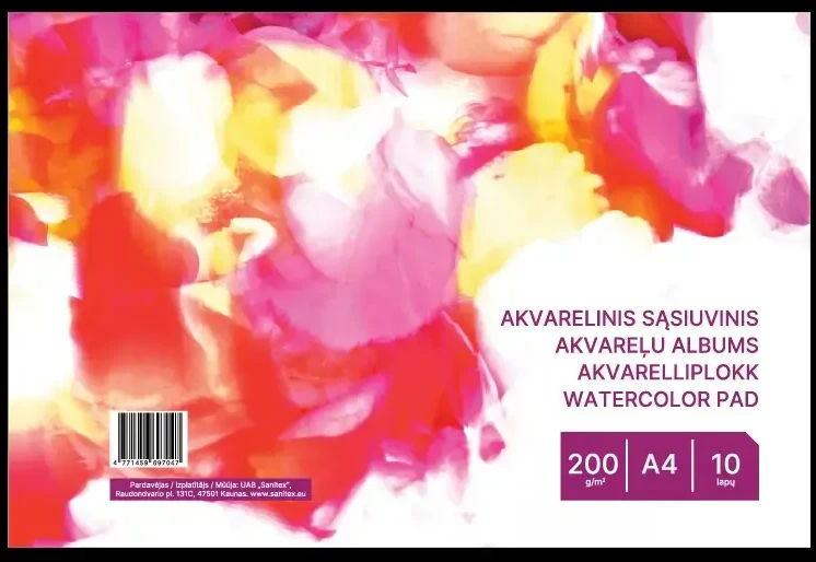 Smlt Sąsiuvinis akvarelei , A4, 10 lapų, 200g/m²