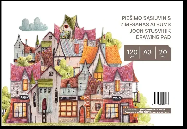 Smlt Piešimo sąsiuvinis A3, 20 lapų ,120 g/m²