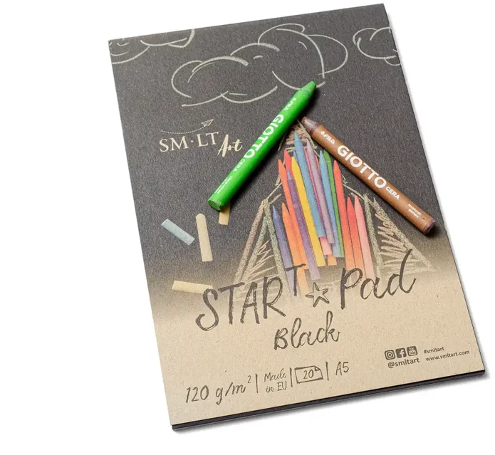 Smlt Smiltainis Juodas piešimo bloknotas A5 20l 120gsm