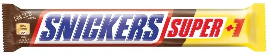 Šokoladinis batonėlis SNICKERS Super + 1, su nugos bei karamelės įdaru ir skrud. žemės rieš.,112,5g
