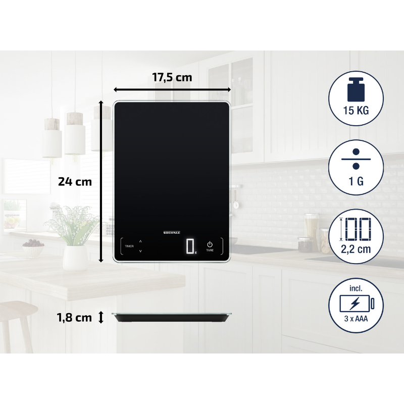 Virtuvinės Svarstyklės - Soehnle Scale Page Profi 100 15kg 275x220x35mm Juoda