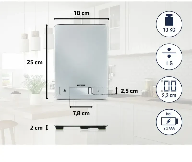 Virtuvinės svarstyklės Soehnle Pigūs „Cheap Page Aqua Proof“, 10 kg, atsparūs vandeniui