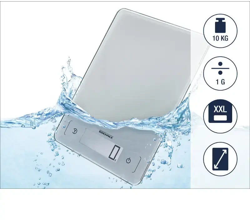 Virtuvinės svarstyklės Soehnle Pigūs „Cheap Page Aqua Proof“, 10 kg, atsparūs vandeniui